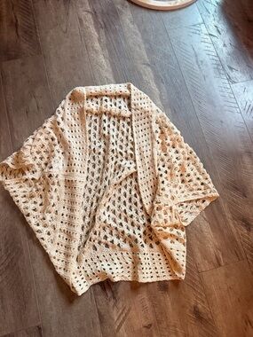Light Cream Open-Knit Women's Sweater Cardigan